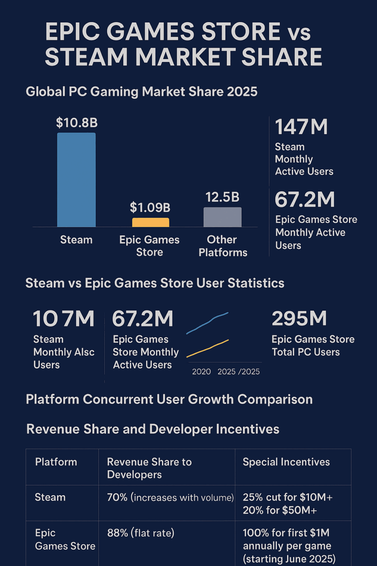 Epic Games Store vs Steam Market Share Statistics (2025)