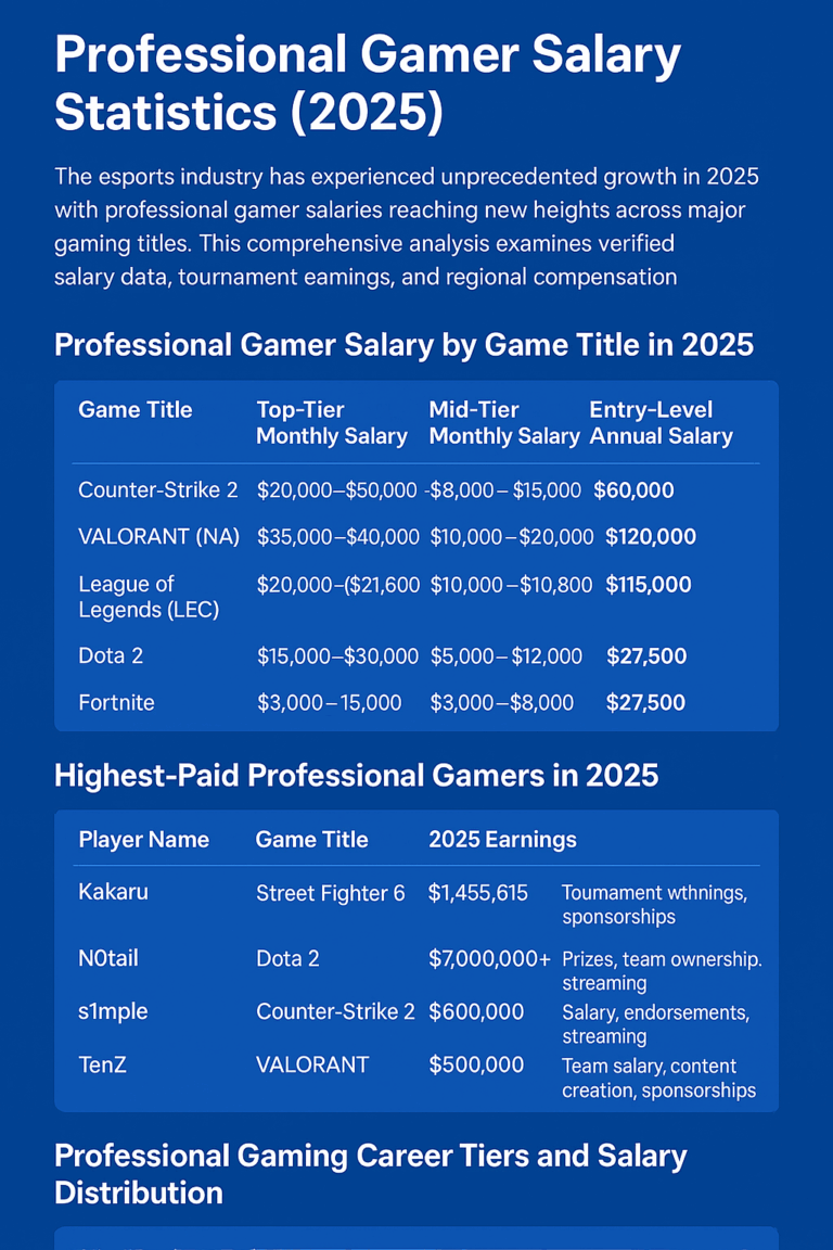 Professional Gamer Salary Statistics (2025)