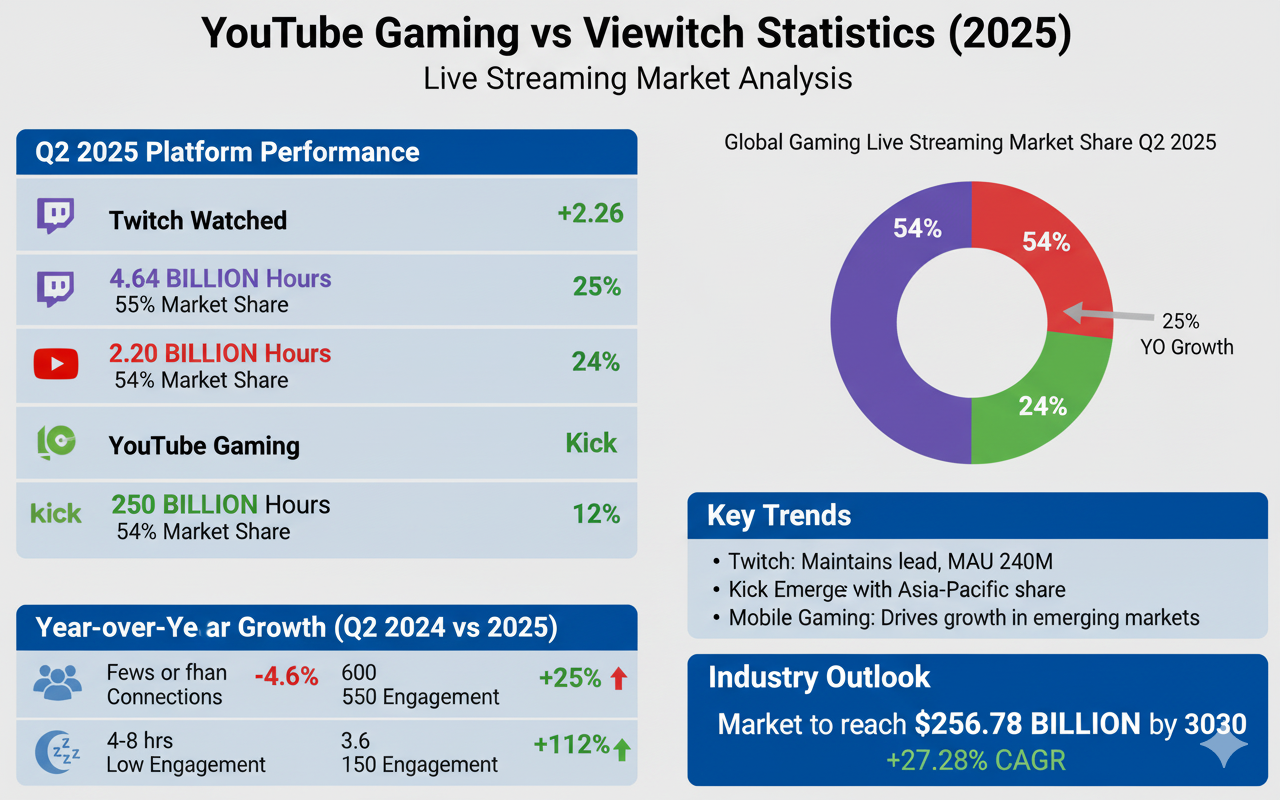 YouTube Gaming vs Twitch viewership statistics