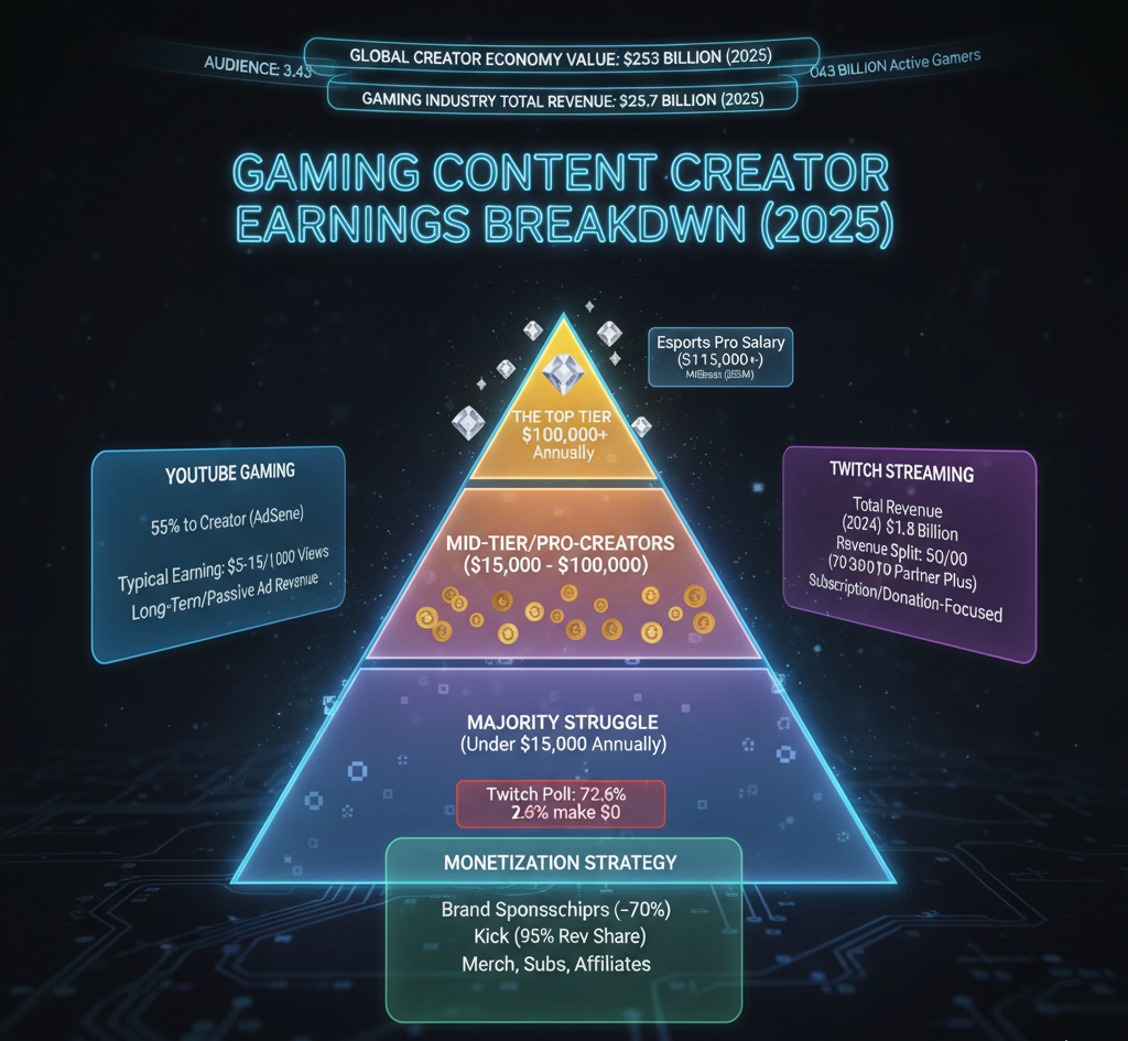 Gaming Content Creator Earnings Statistics 2025