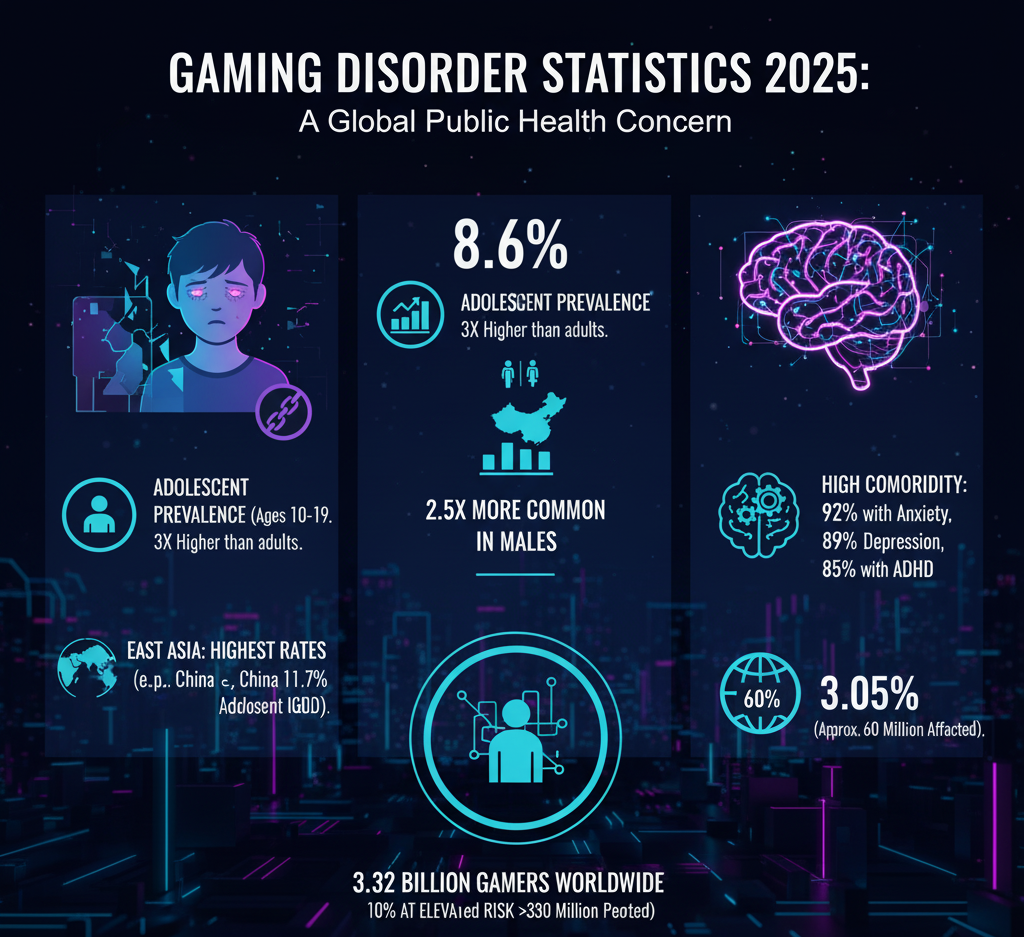 Gaming addiction statistics worldwide