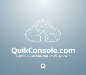 Quikconsole.com cloud hosting platform with page load optimization chart, security threats blocked trend, and tiered plan comparison.