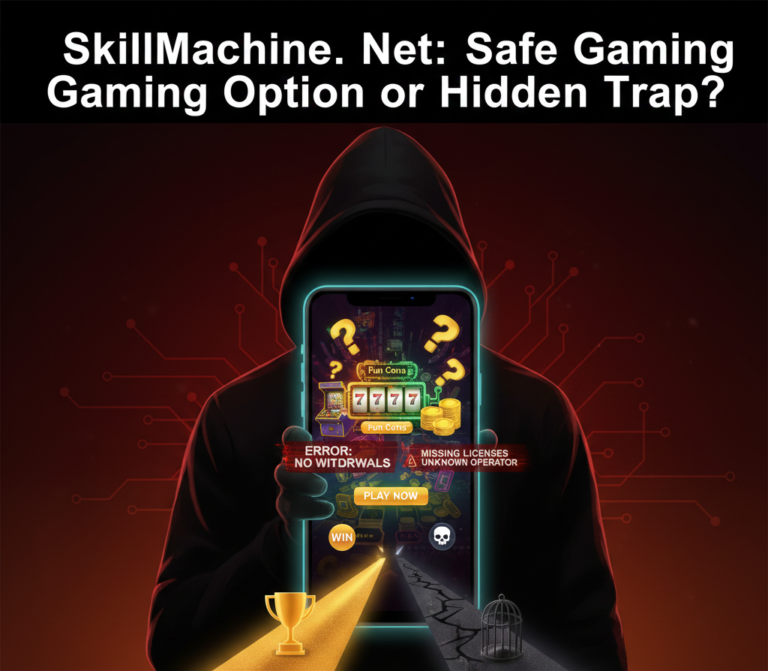 SkillMachine.Net platform review covering game categories, virtual currency system, trust concerns, missing licensing, and comparisons with regulated alternatives.