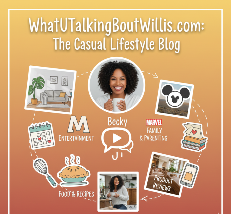 WhatUTalkingBoutWillis.com lifestyle blog overview covering home organization, parenting, Disney content, and product reviews by Becky Knight.