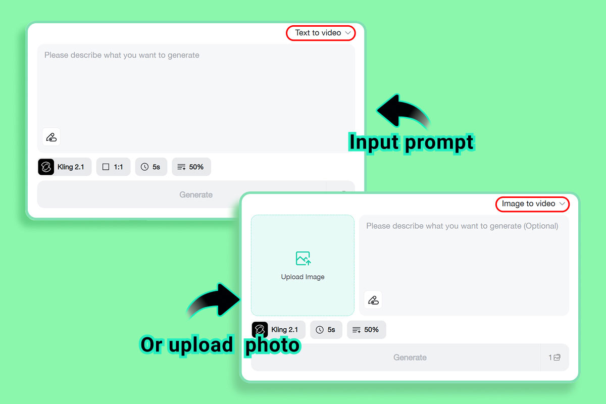 Choose Text to video and enter a detailed prompt in the insMind generator. Add a Prompt or Reference Screenshot