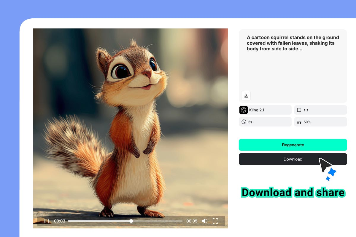 Download the finished video and prepare it for your chosen publishing platform. Generate Review and Download